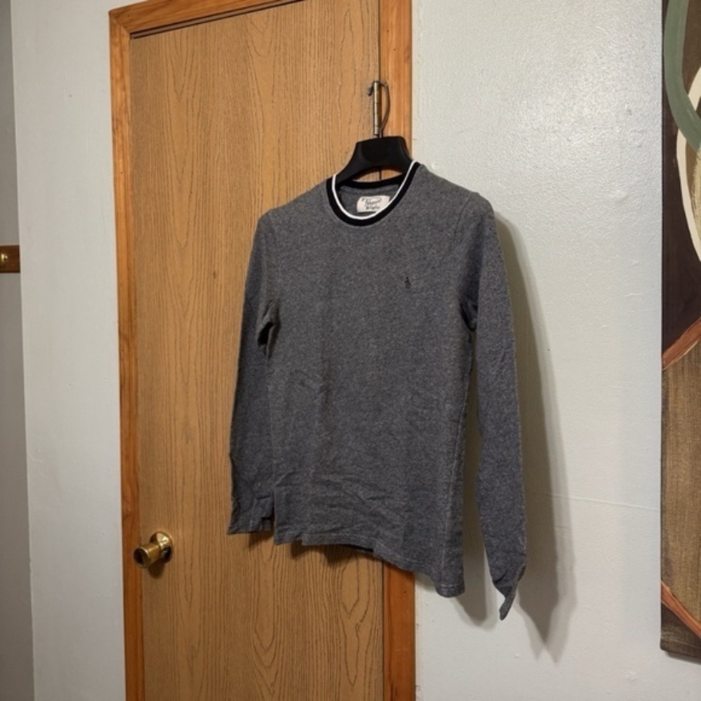 Original Penguin Small Solid Gray Long Sleeve Crewneck Pullover Sweater - EUC